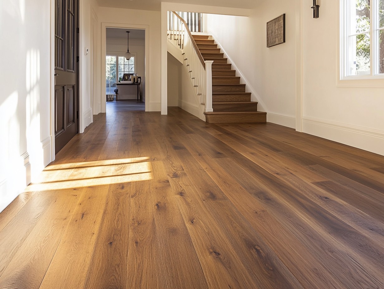 Hardwood flooring specialist at work in a Marin County home
