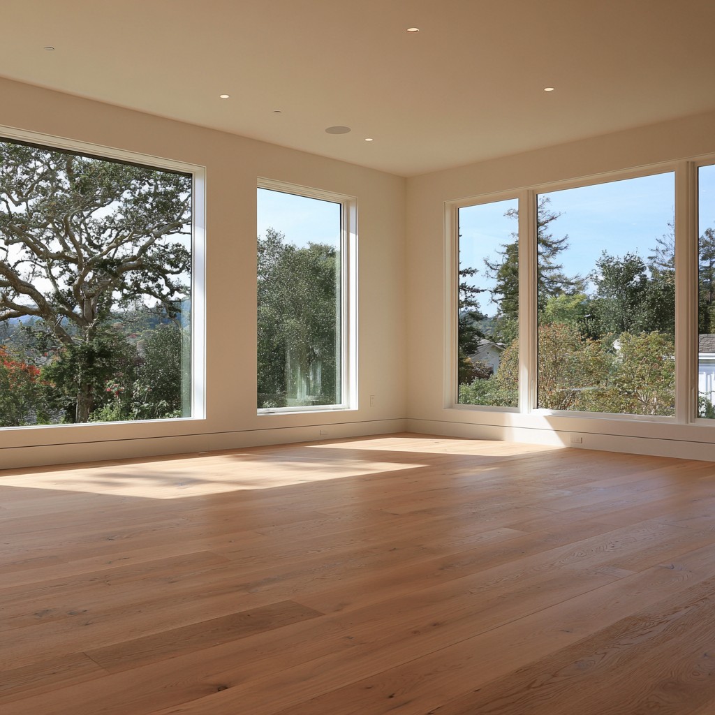 Freshly installed hardwood floor in a Marin County home